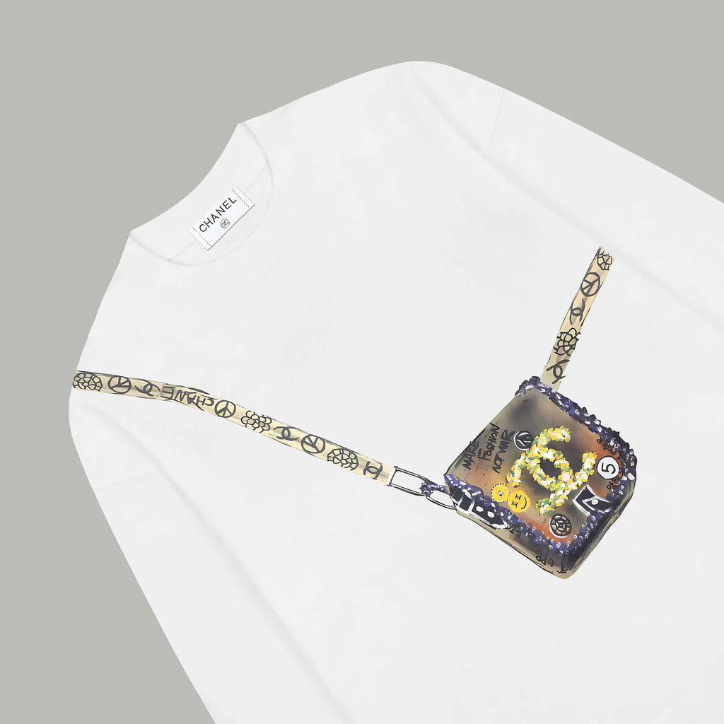 Printed looped long sleeved hoodie