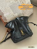 Triangular drawstring tote bag made of sheepskin