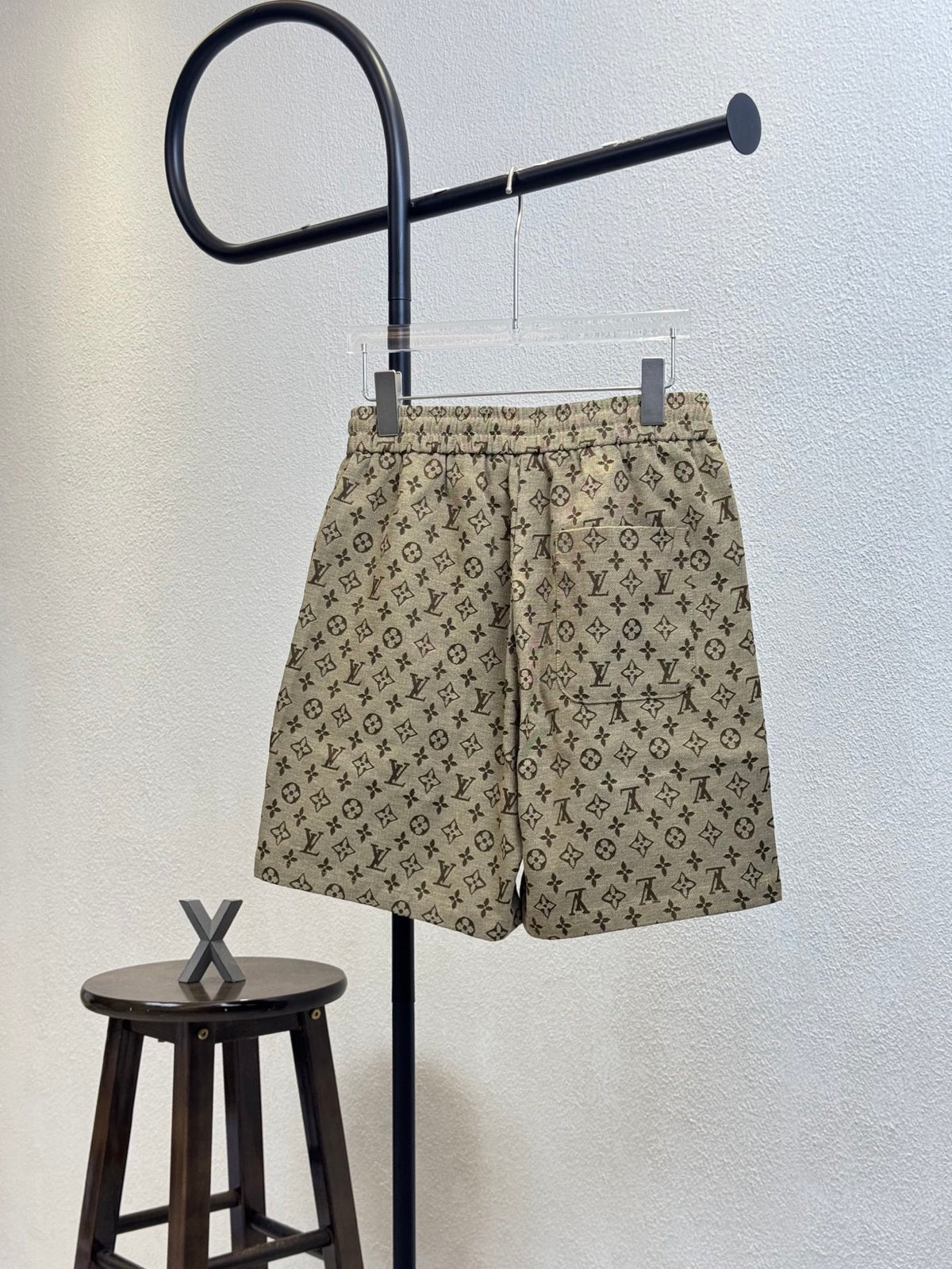 Full printed logo jacquard denim shorts