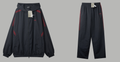 Black and red patchwork embroidered hooded sports suit
