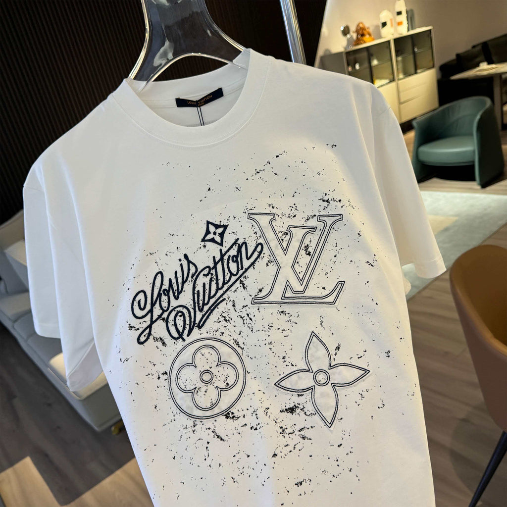 26ss new embroidery craft logo letter short sleeved shirt Heavy craftsmanship