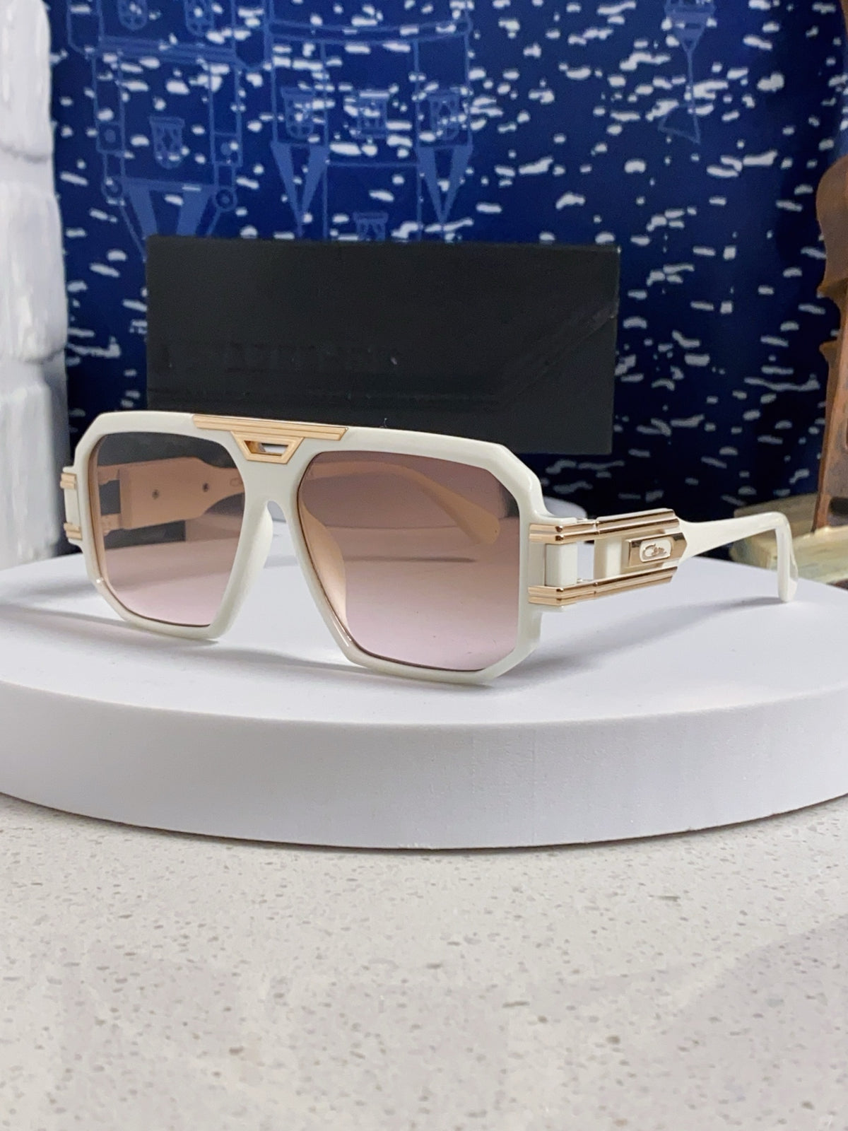 Steampunk retro square frame double beam sunglasses