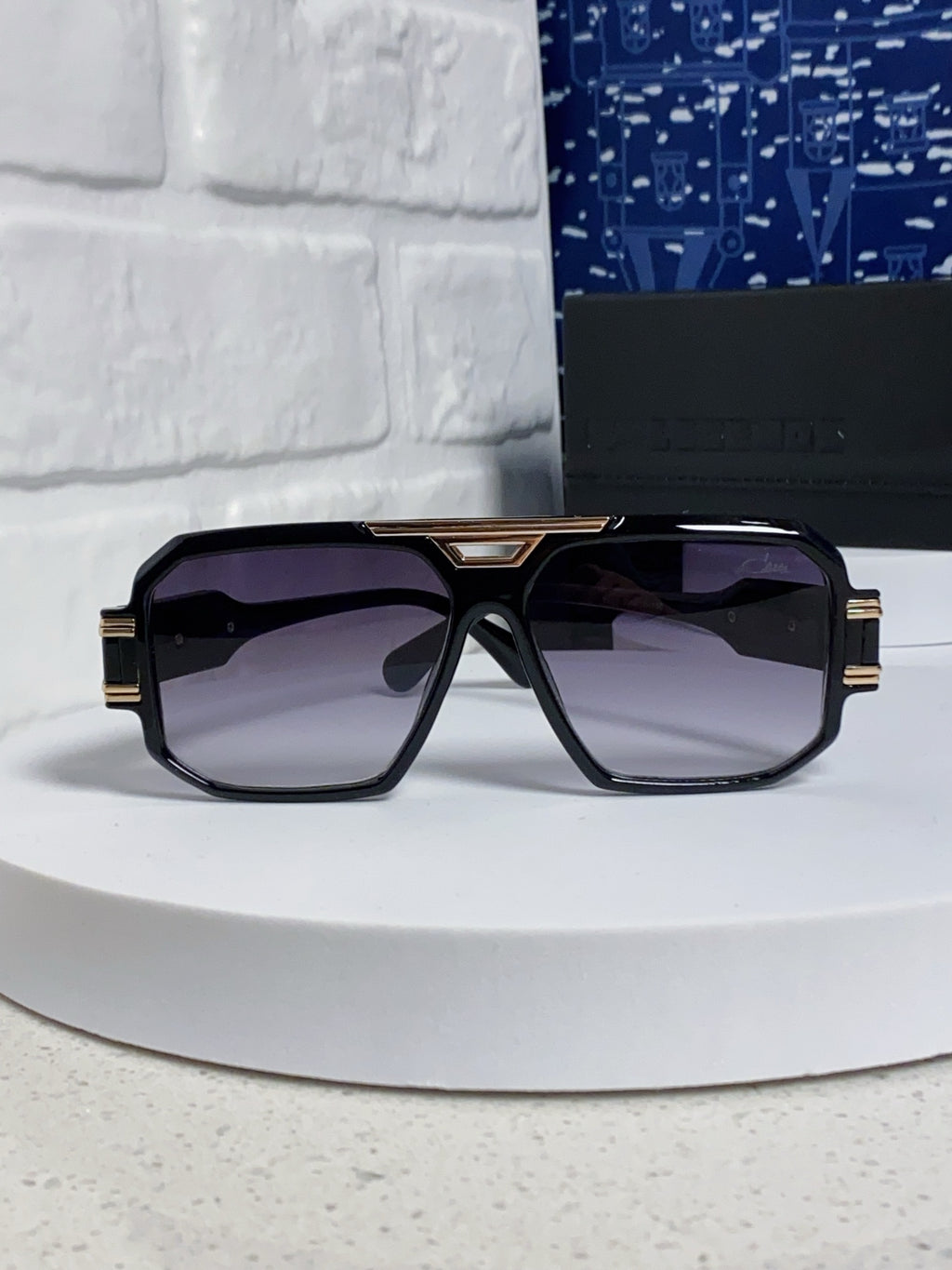 Steampunk retro square frame double beam sunglasses
