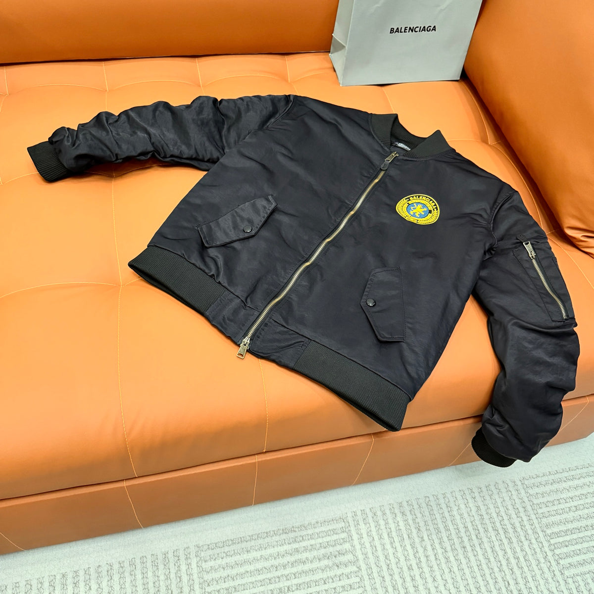Sheepskin baseball jacket
