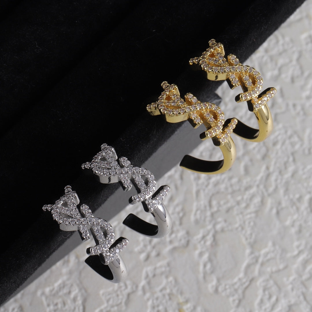Full diamond earrings with letters
