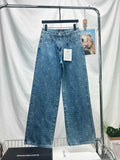 25ss popular polka dot laser burnt pattern heavy craft straight jeans