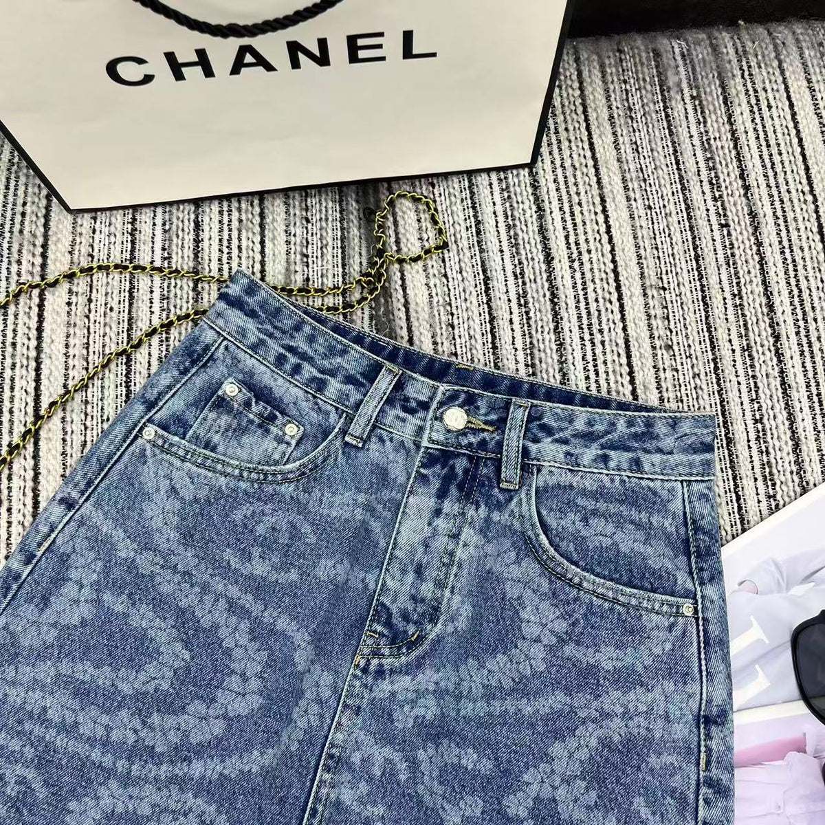 25 Early Spring and Summer Design Printed Denim A-Line Skirt