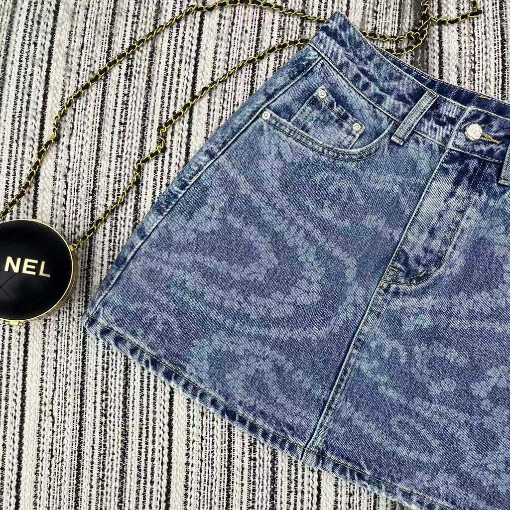 25 Early Spring and Summer Design Printed Denim A-Line Skirt