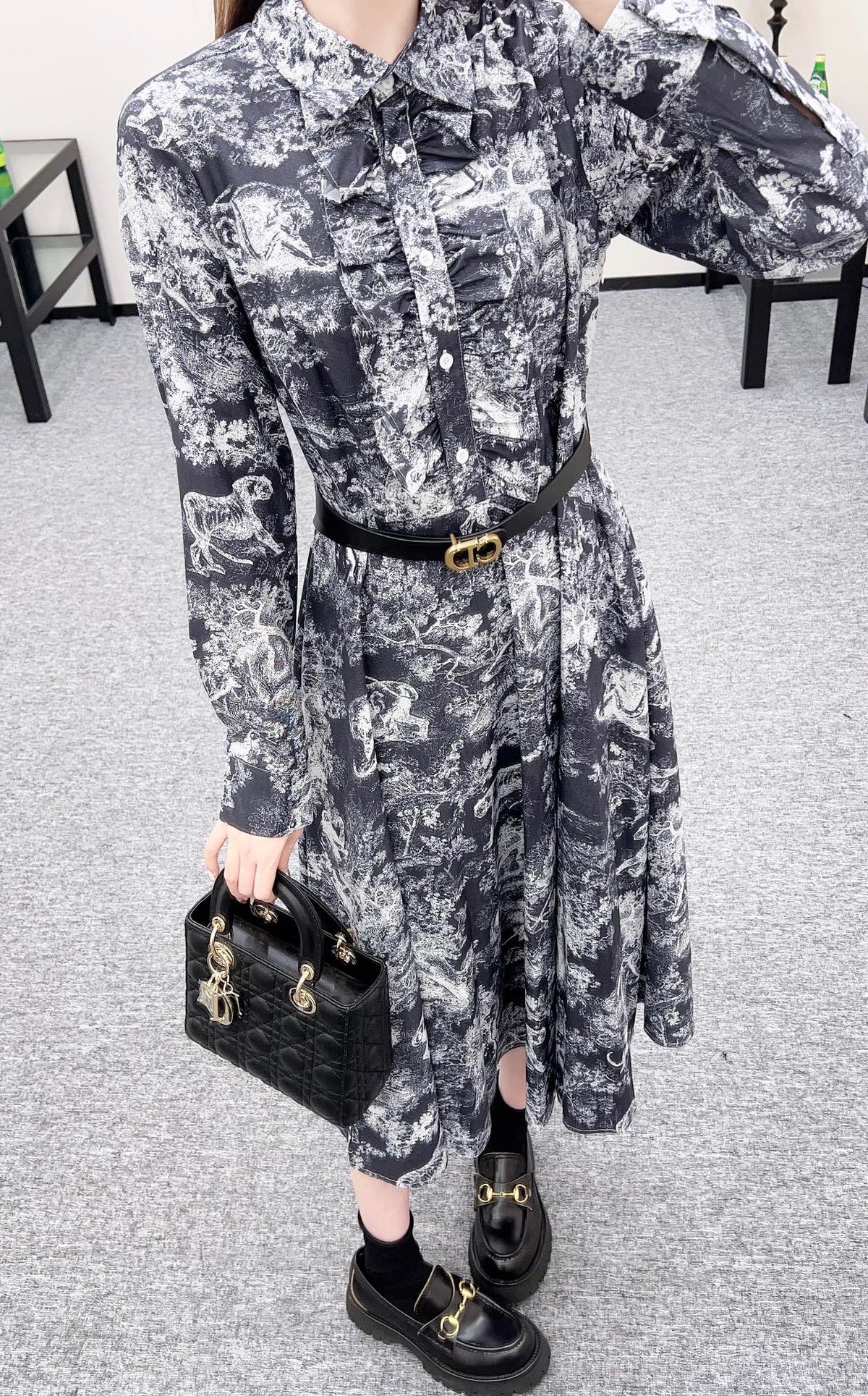 25fw Printed belt dress