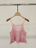 25ss Early spring new diamond button sequins decorated ruffled knitted vest