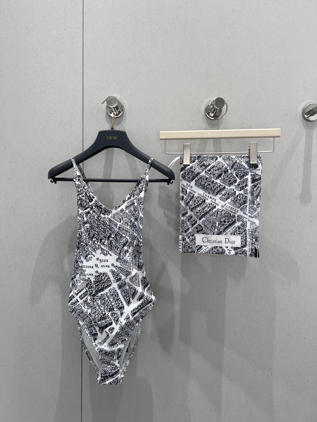 25ss Spring and Summer New Limited Edition Paris Map Printed Camisole One-Piece Swimsuit