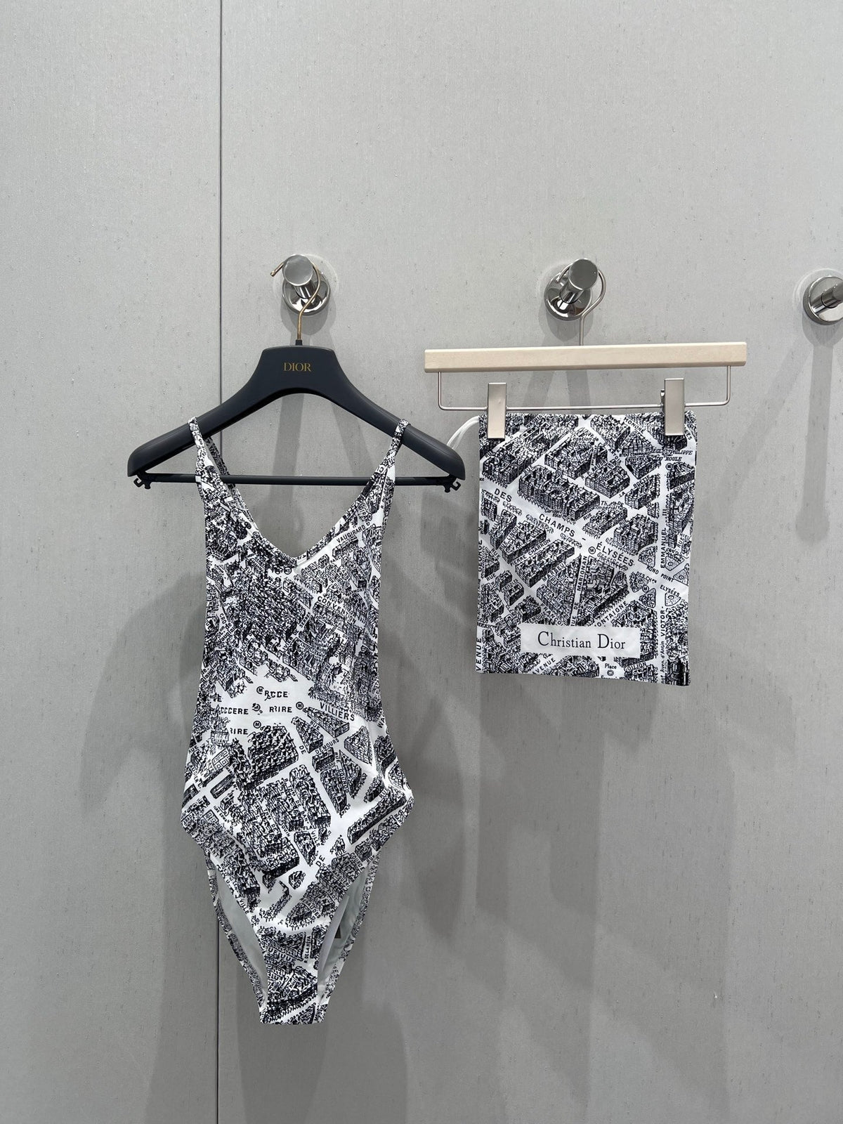 25ss Spring and Summer New Limited Edition Paris Map Printed Camisole One-Piece Swimsuit