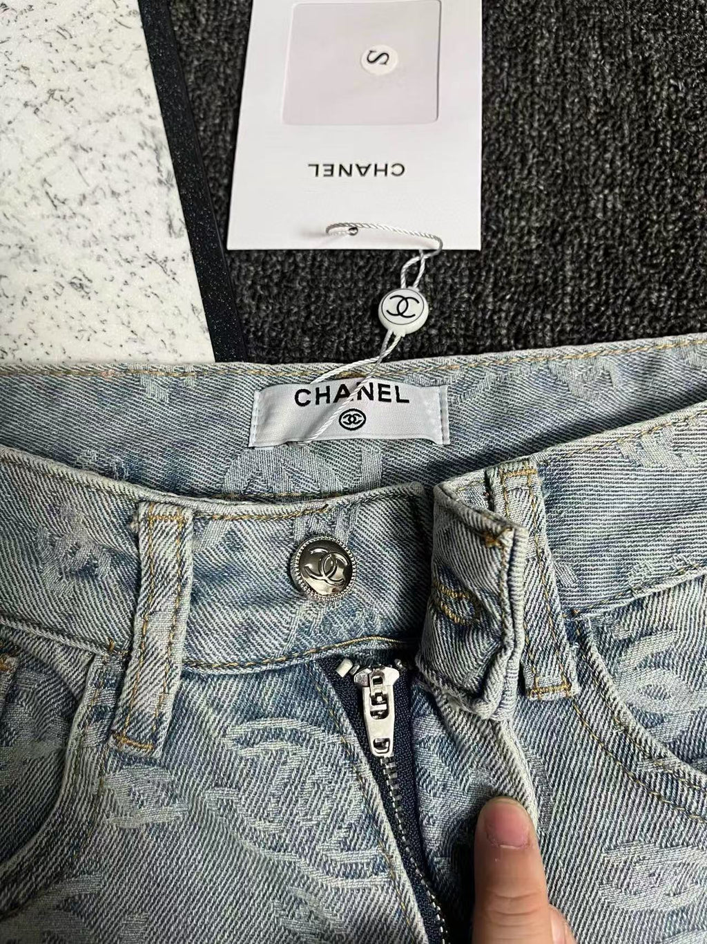 25ss Rainbow Printed Embroidered Letters White Denim Straight Pants