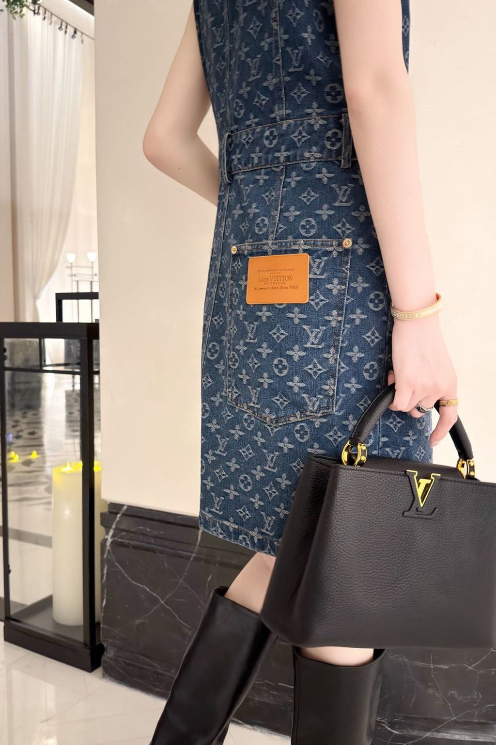 26ss Jacquard Denim Sleeveless Dress