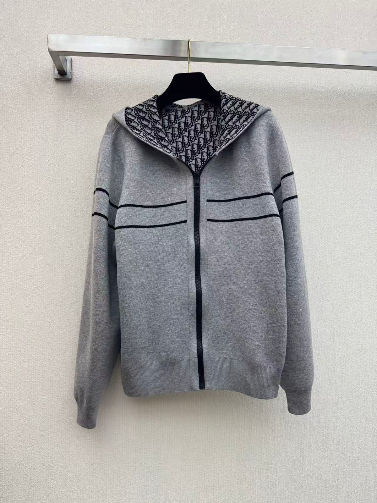 Reversible Cashmere Knit Hooded Jacket