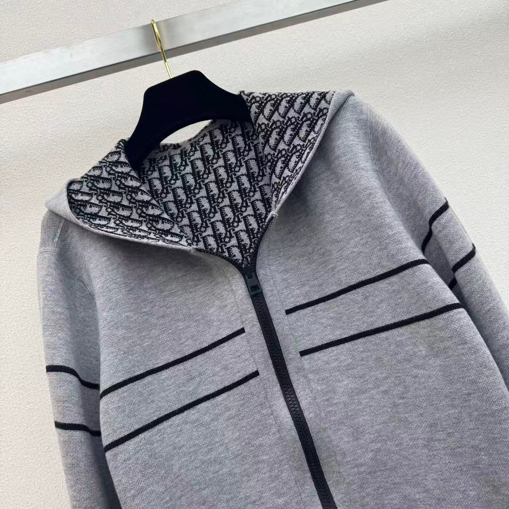 Reversible Cashmere Knit Hooded Jacket