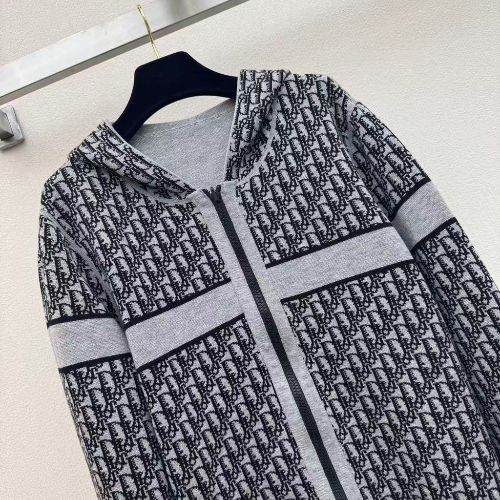 Reversible Cashmere Knit Hooded Jacket