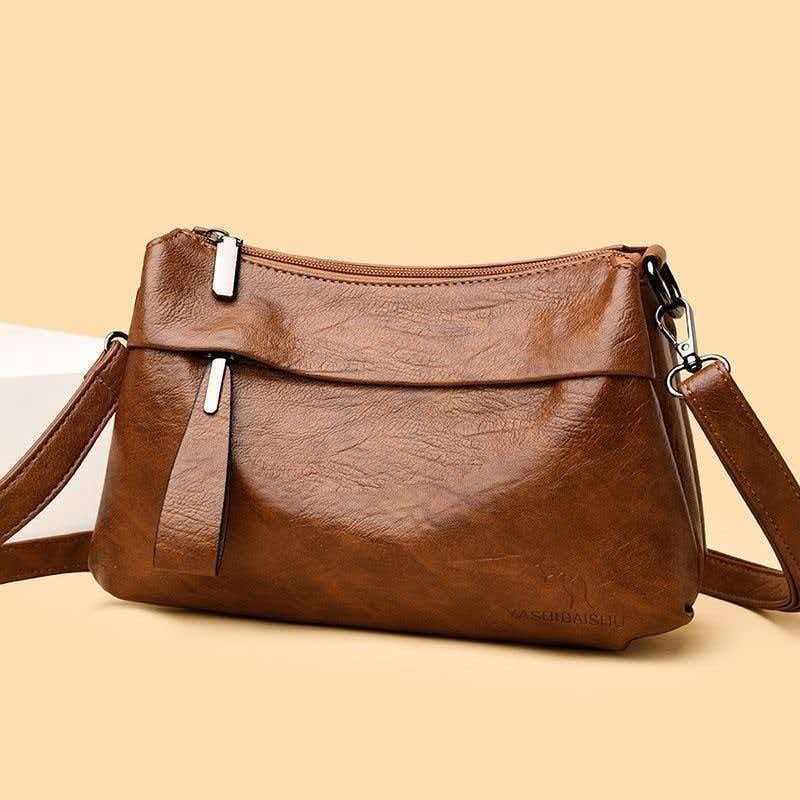 Real leather versatile single shoulder fashionable middle-aged crossbody bag