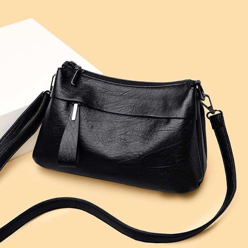 Real leather versatile single shoulder fashionable middle-aged crossbody bag