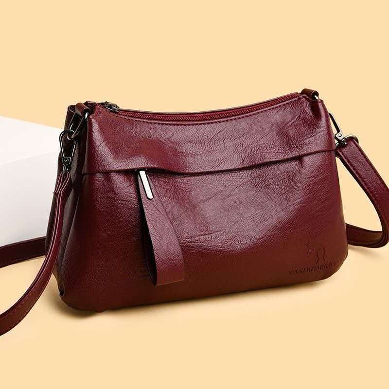 Real leather versatile single shoulder fashionable middle-aged crossbody bag