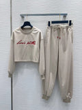 Round neck letter hoodie and pants set