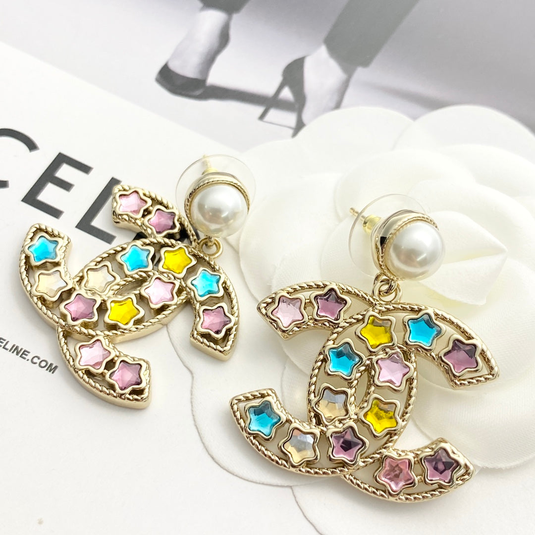 Colorful Diamond Star Pearl Earnail