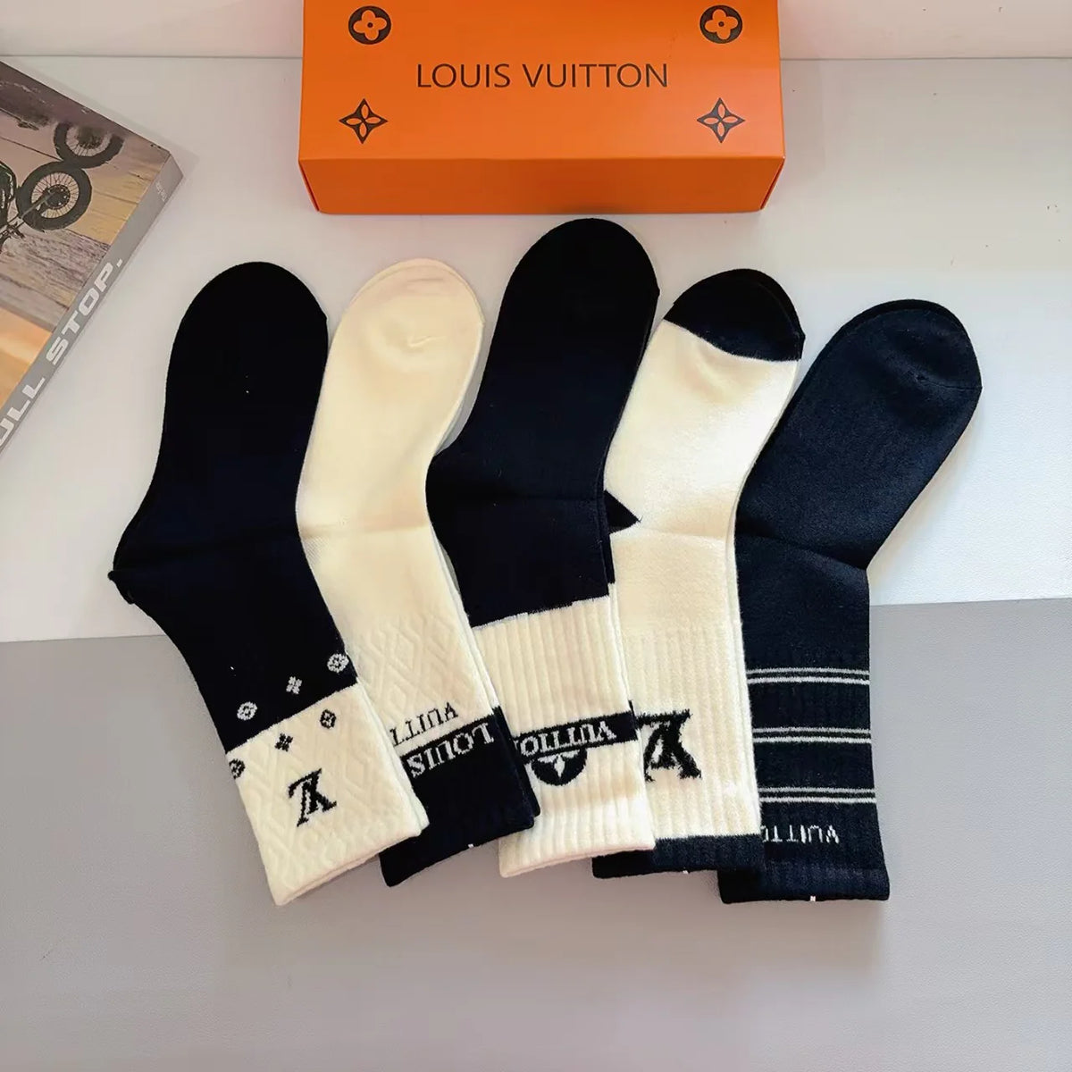 New letter rabbit velvet long tube socks