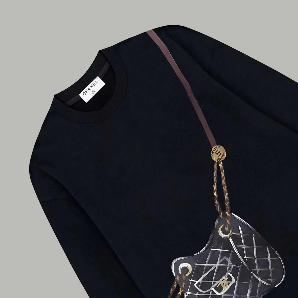 Printed looped long sleeved hoodie
