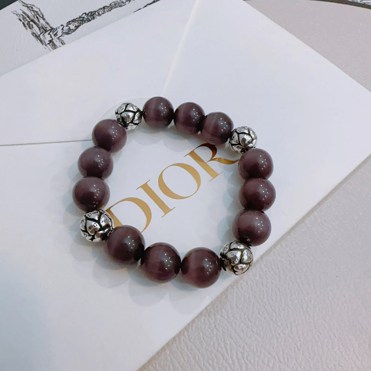 Multi element agate and Thai silver style bracelet