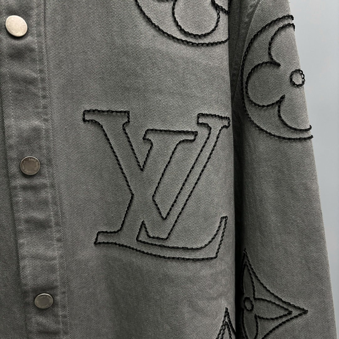 Embroidered denim shirt
