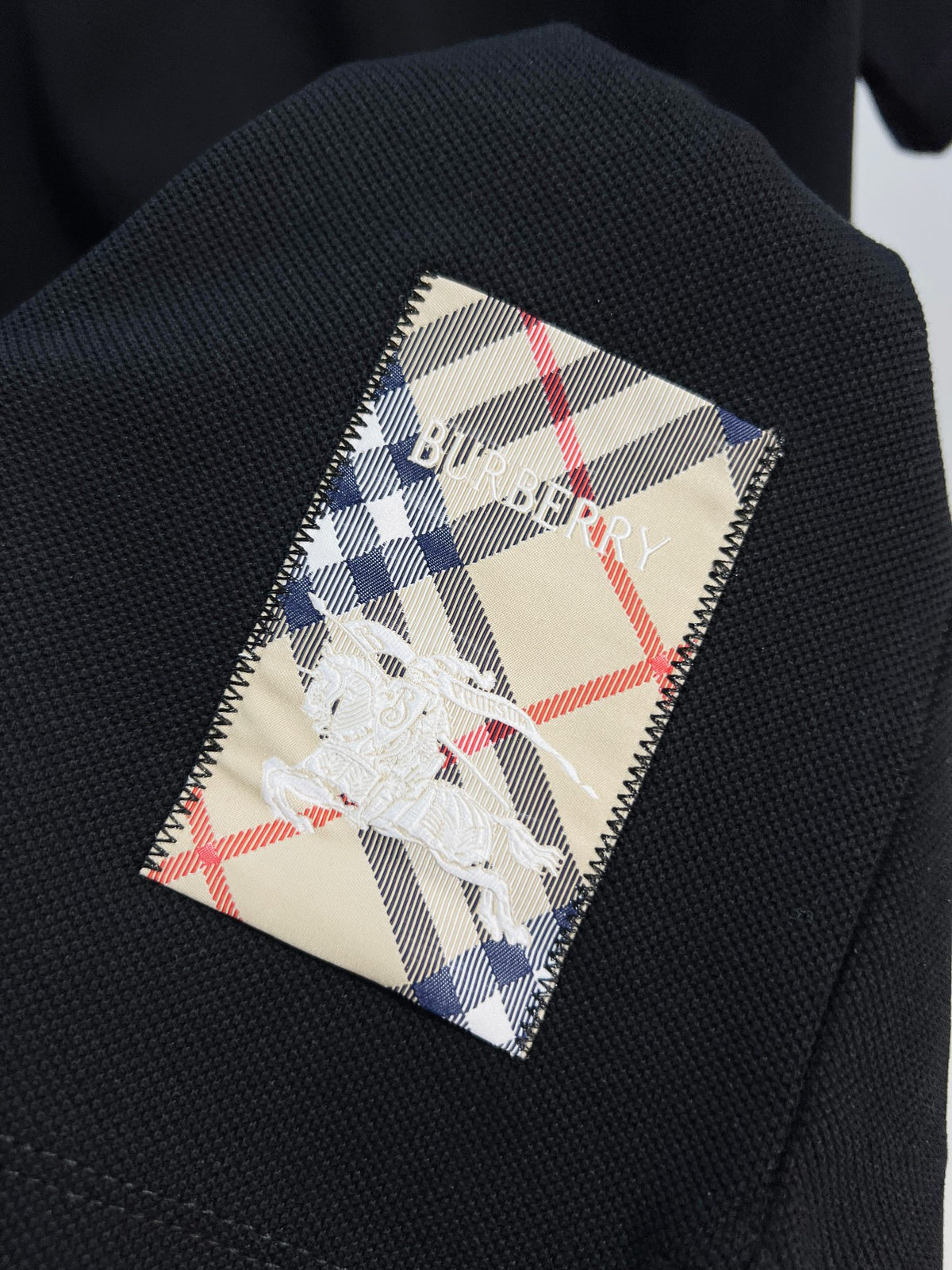 Splicing patchwork plaid embroidered letter polo shirt
