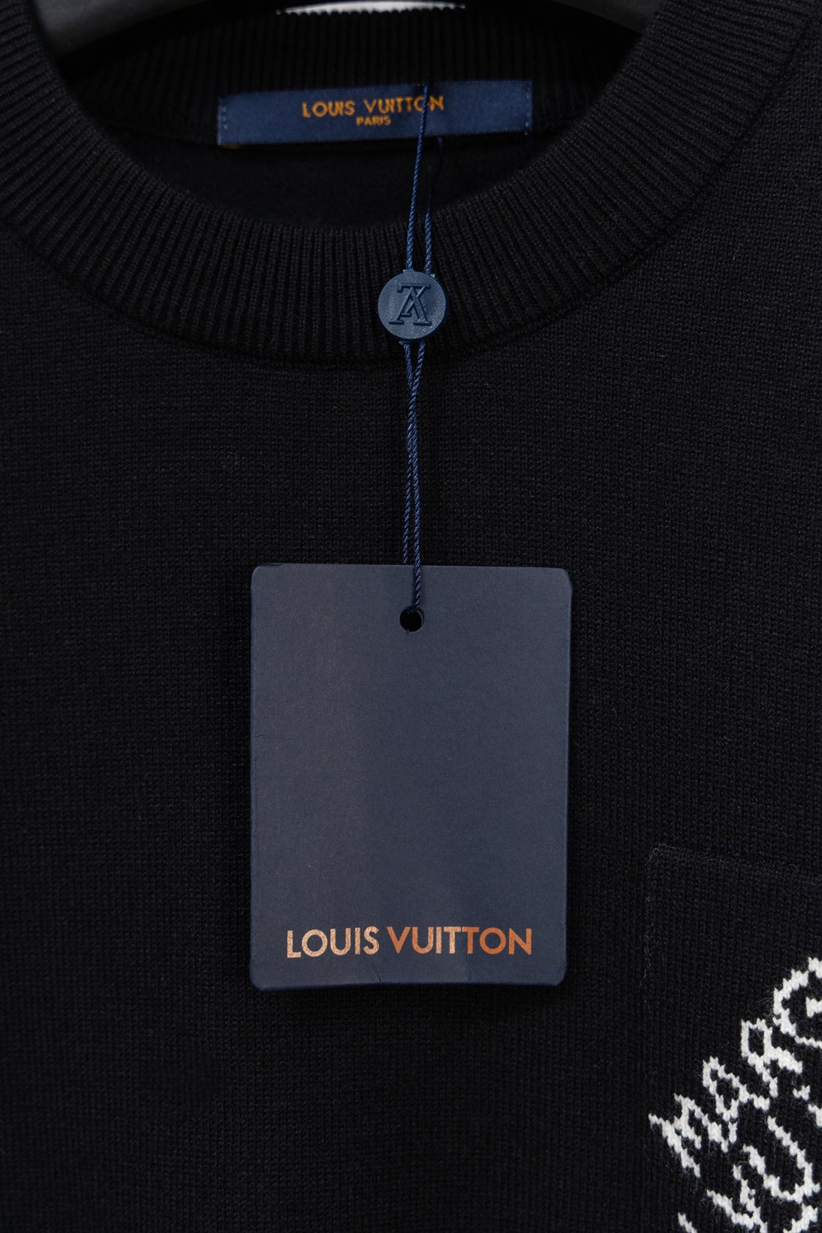 New minimalist letter black round neck knitted pullover hoodie