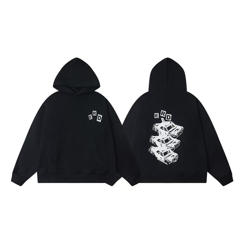 New cracked printed hooded sweatshirt