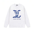 Spring and Autumn New Collection Chest Large Logo Blue Letter Printed Round Neck Hoodie