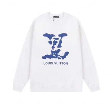 Spring and Autumn New Collection Chest Large Logo Blue Letter Printed Round Neck Hoodie