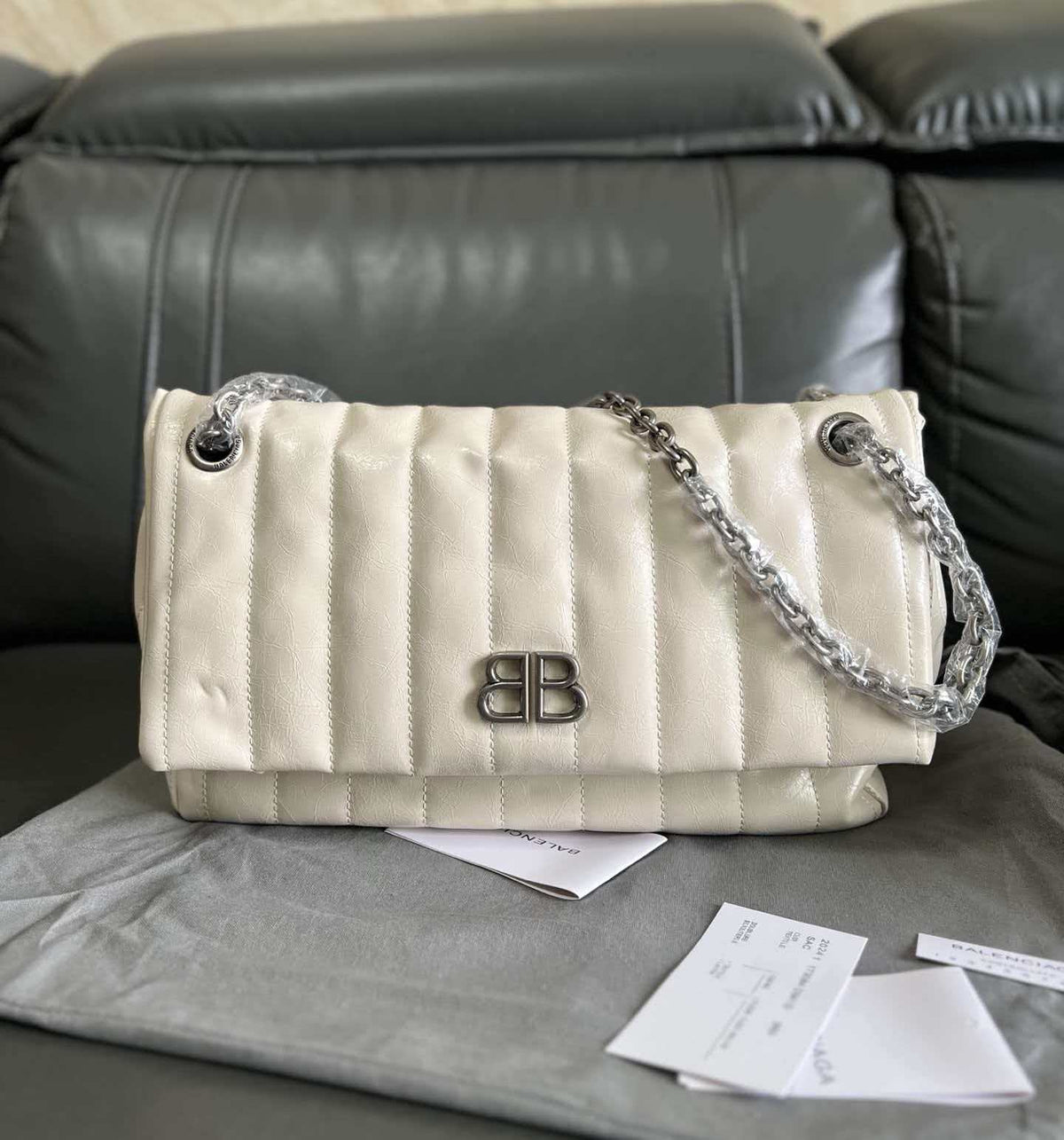 Embroidered black silver shoulder bag