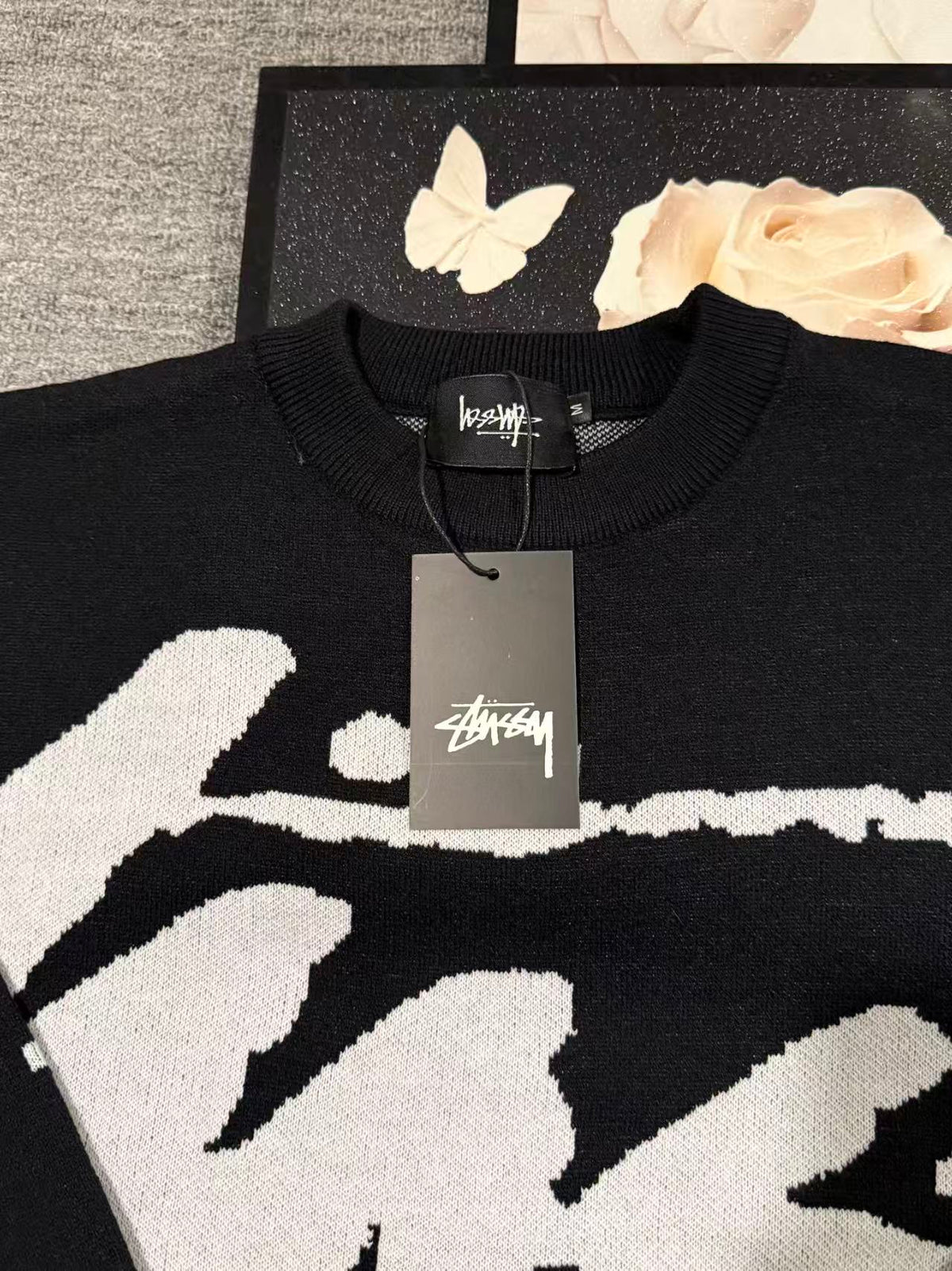 Alphabet Jacquard Knitted Round Neck Sweater