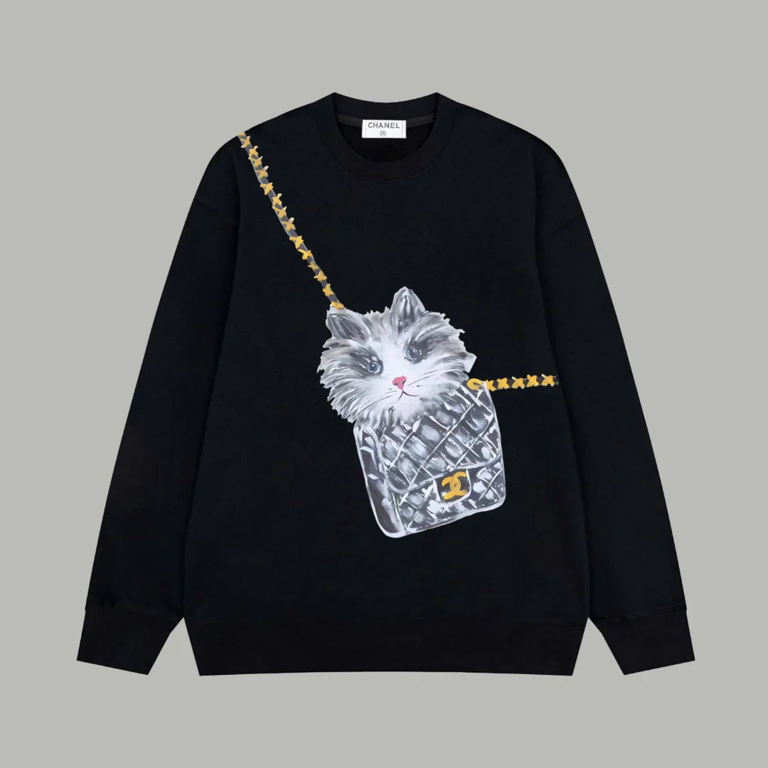 Printed looped long sleeved hoodie
