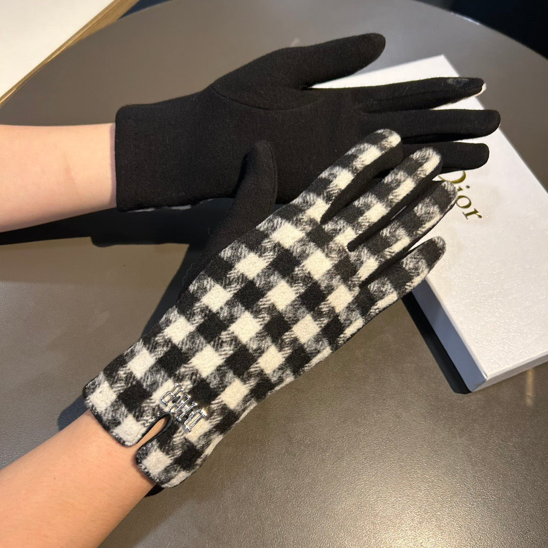 Thousand bird grid wool gloves