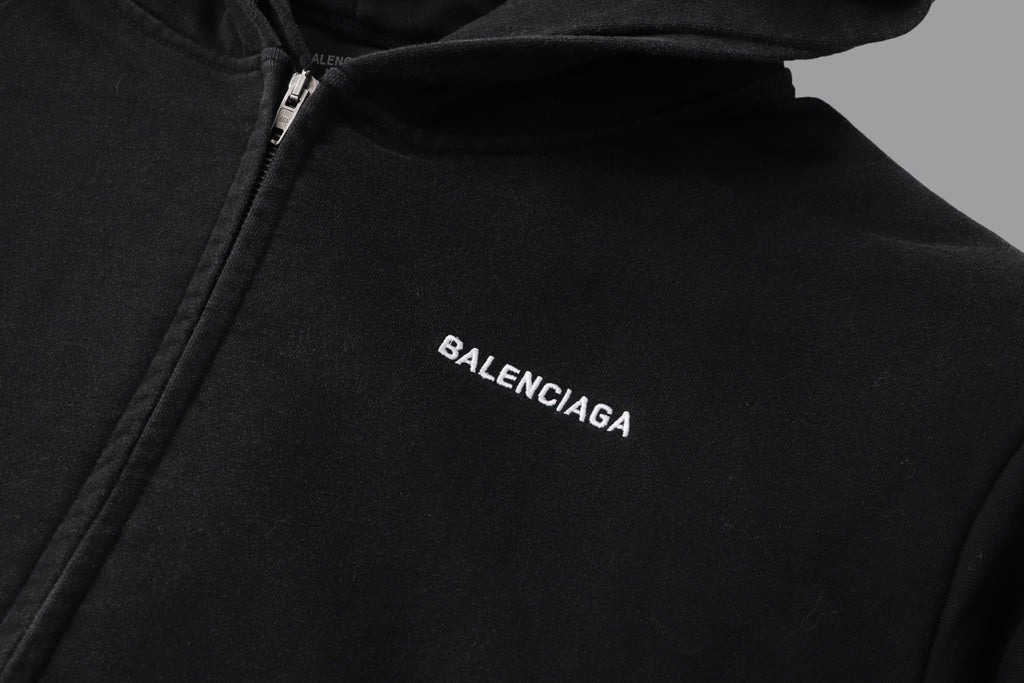 Embroidered letters, fake two pieces, used hoodie, zipper jacket