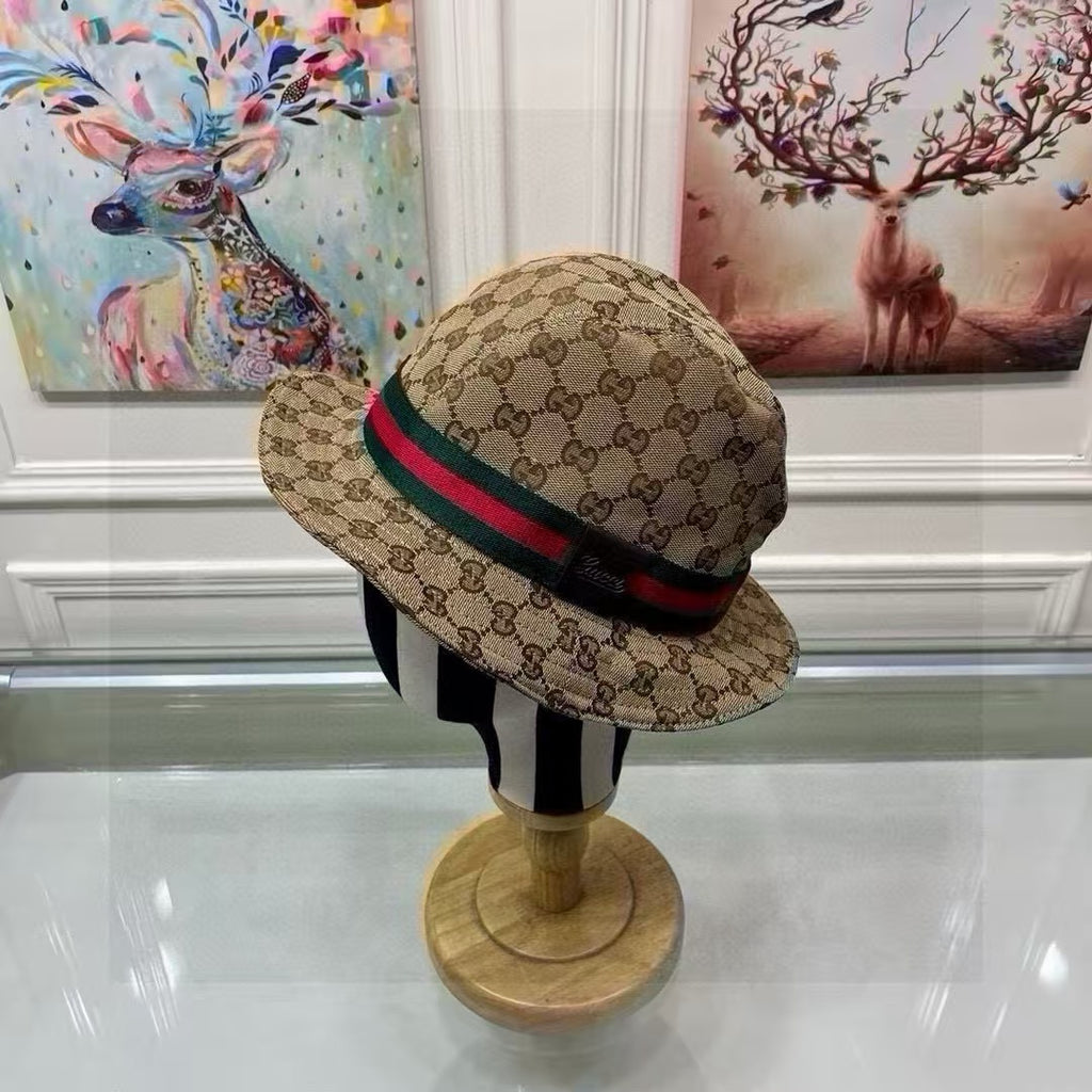 Red and green woven fisherman's hat