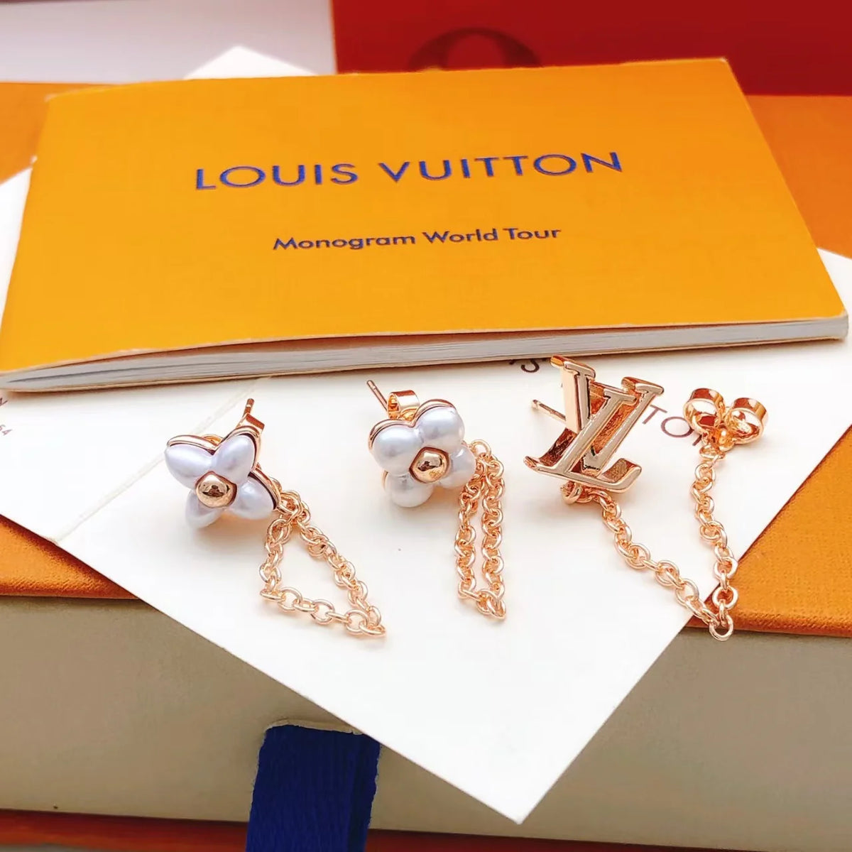 New white flower earrings