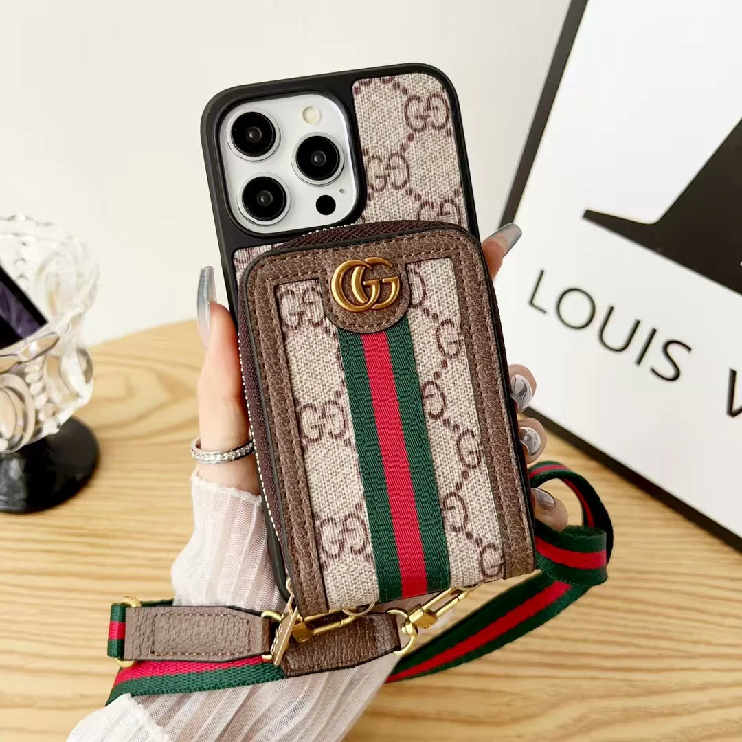 Vertical zipper card case phone case