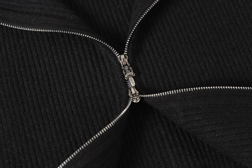 Sanskrit leather embroidery cardigan zipper knitted sweater