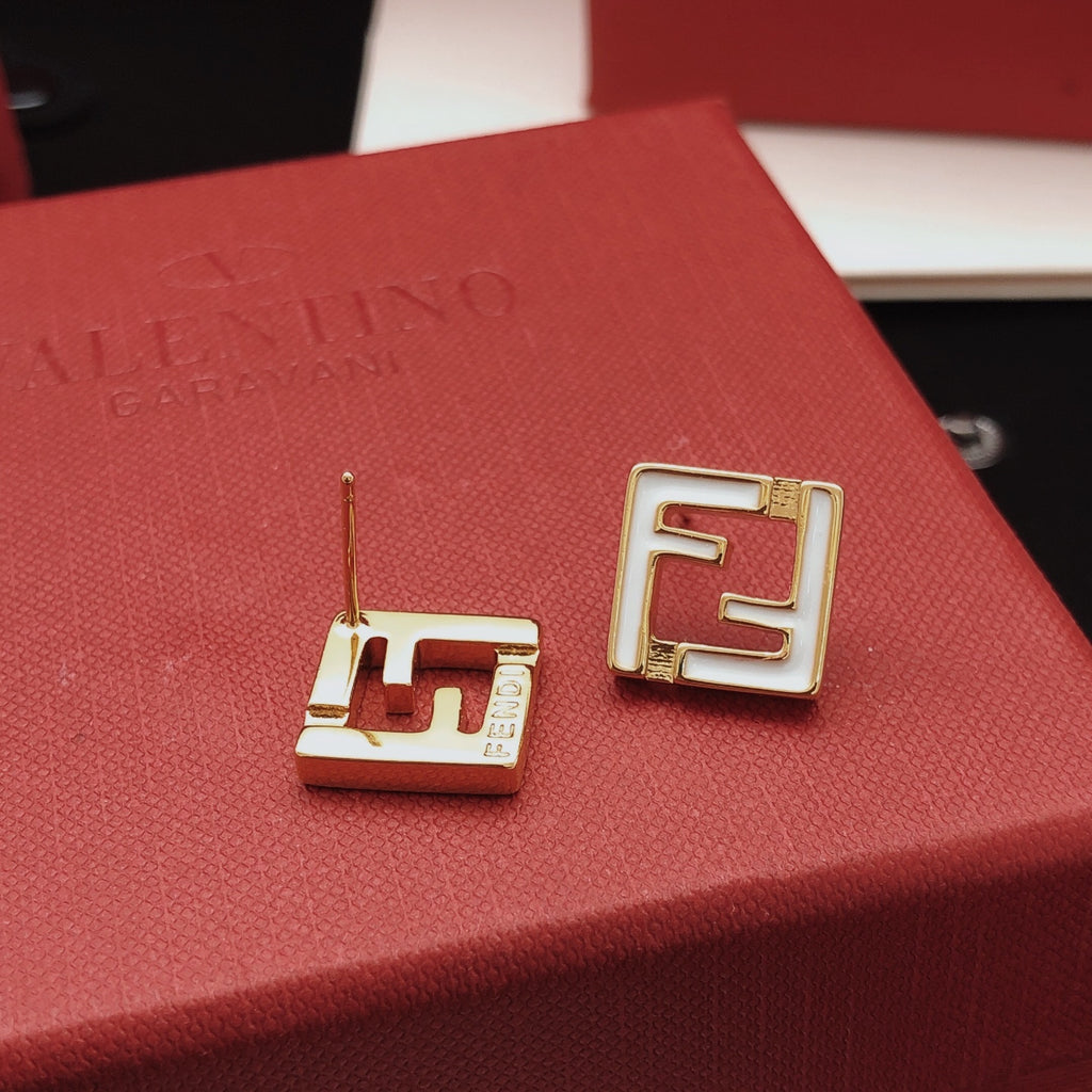White square hollow earrings