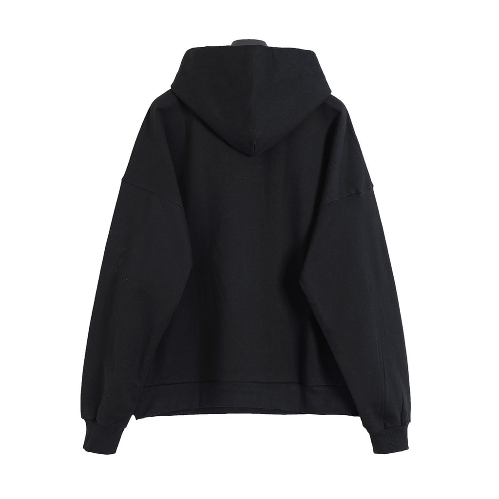 Reverse garbled letter embroidery hooded sweatshirt