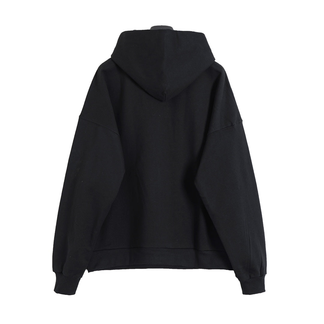 Reverse garbled letter embroidery hooded sweatshirt