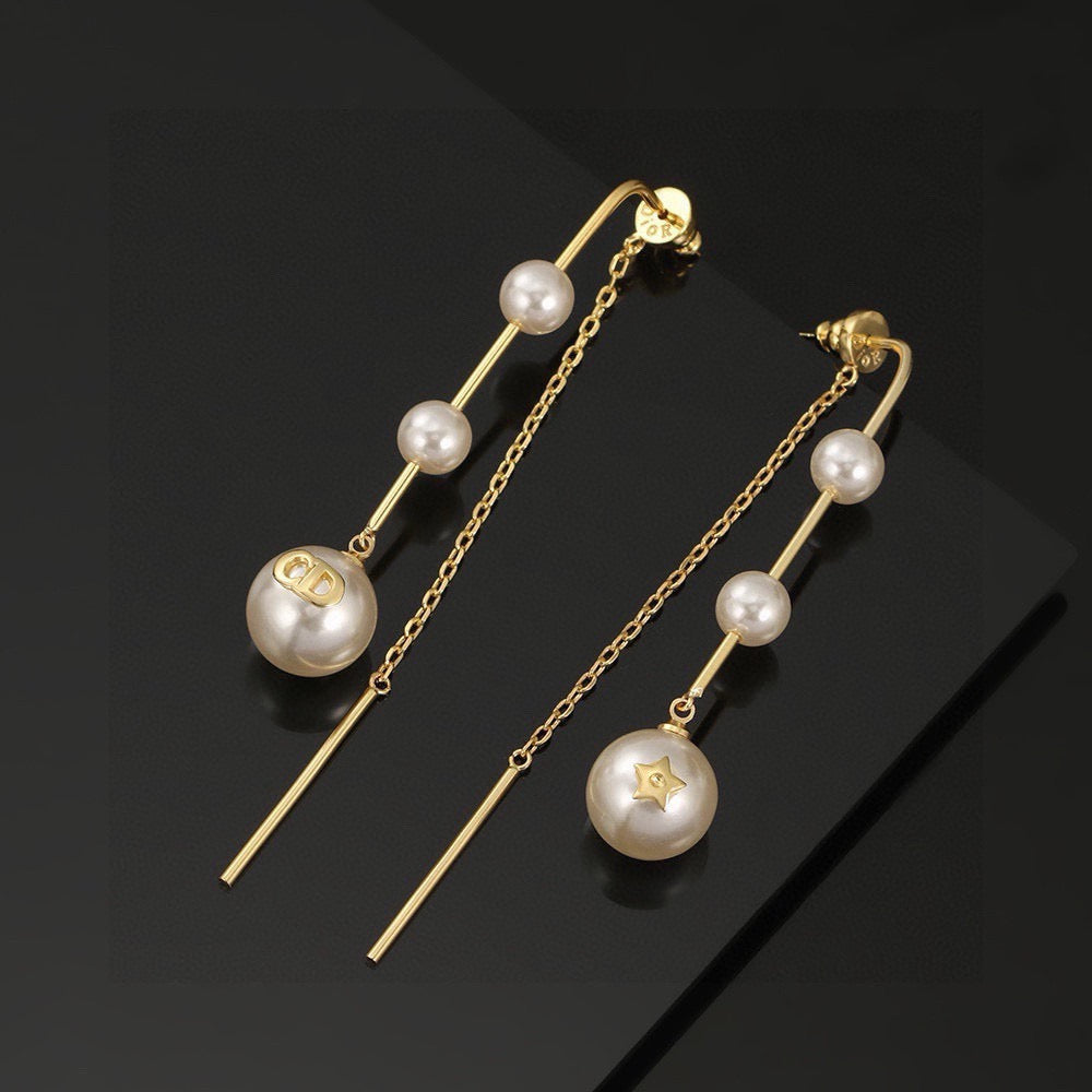 Letters, Stars, Pearls, Retro Earrings