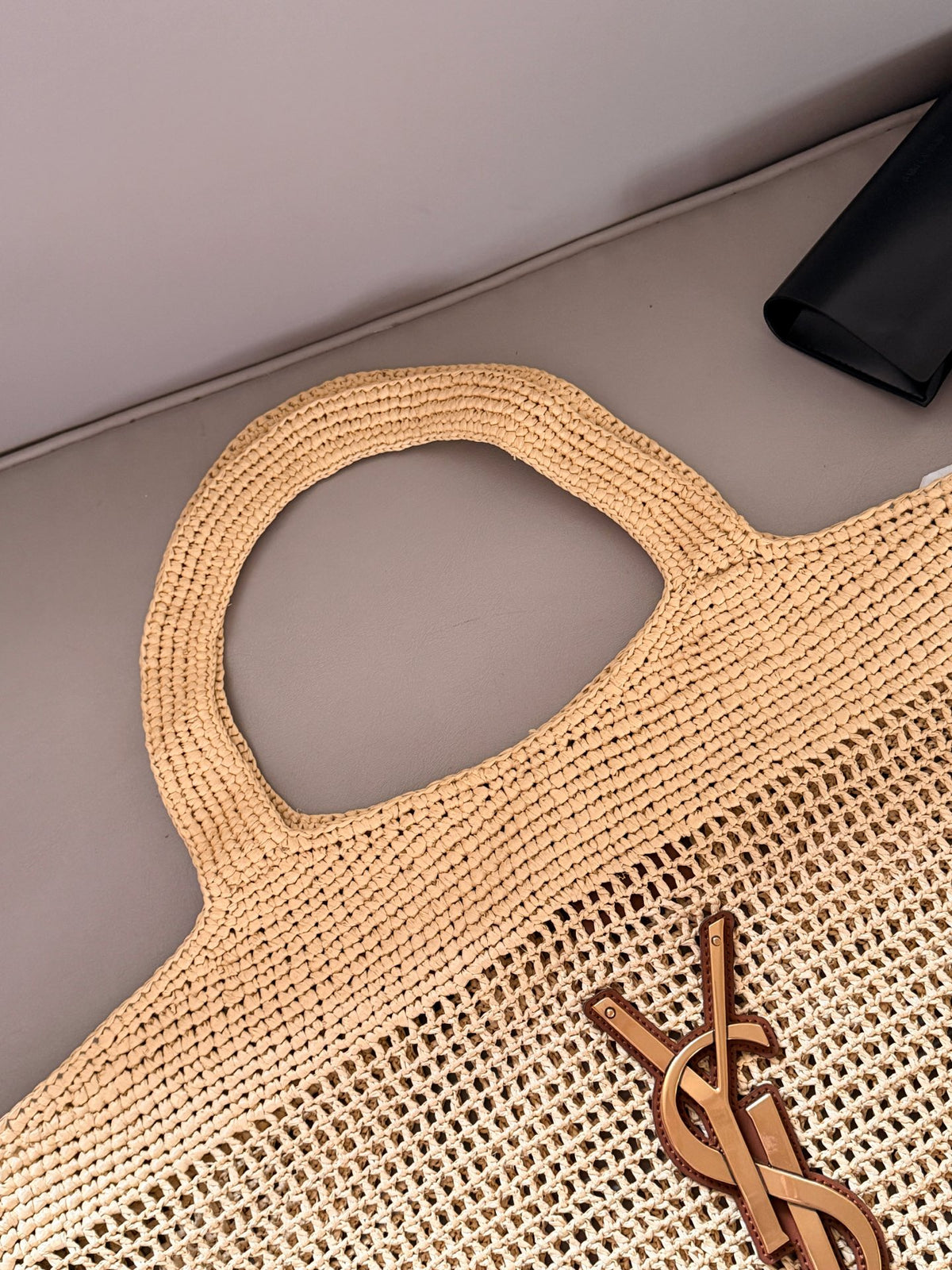 LanLafite Grass Weaving Large Logo Grass Weaving Mother Child Tote Tote Bag