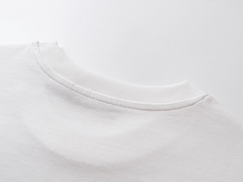 New round neck pullover adhesive printed soft knitted cotton T-shirt